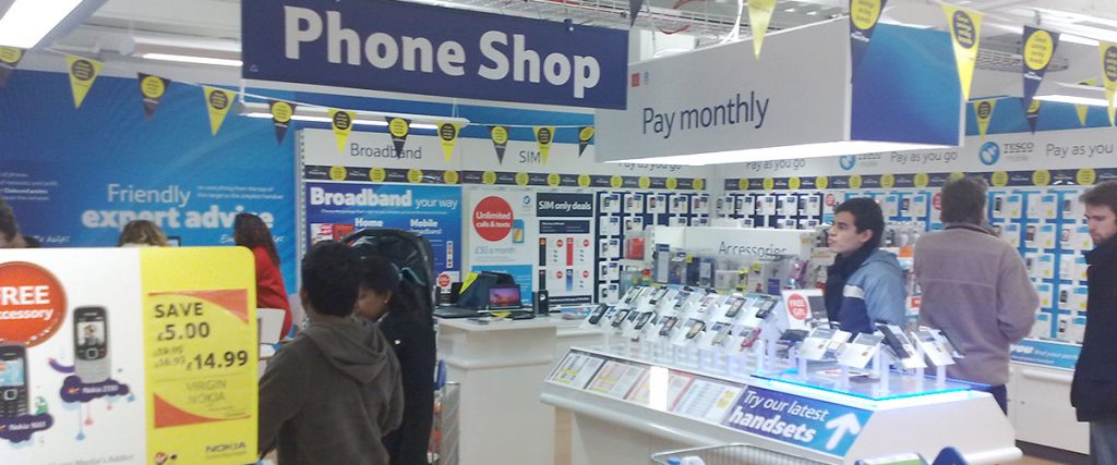 inside of a mobile telephone retail store