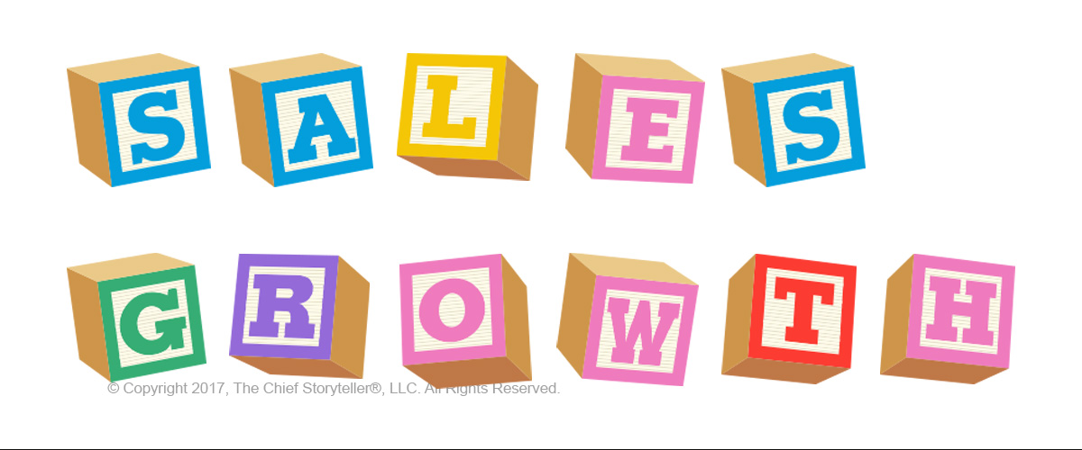 sales growth spelled out in child's wooden blocks