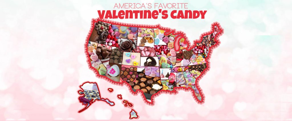valentines day holiday map for candy consumption in the united states