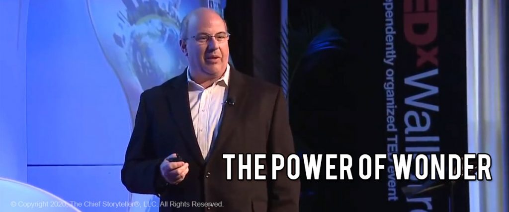 screen capture of jeff hoffman delivering his Power of Wonder TEDx talk in Wall Street