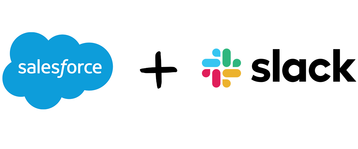 sales force logo on the left, plus sign in the middle, slack logo on the right