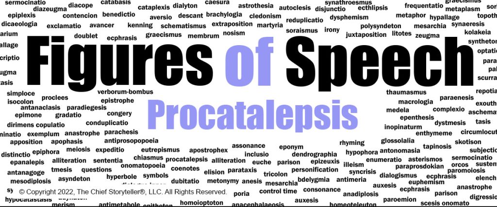 word cloud, hundreds of figure of speech, large text of procatalepsis