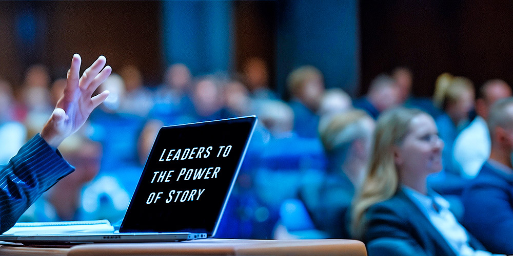 conference presentation services showing three part image of male executive speaker, this is the right